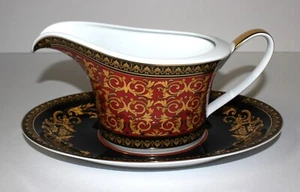 VERSACE by Rosenthal "Medusa Red" 2-Piece Open Gravy Sauce Boat & Underplate NEW - Picture 1 of 9