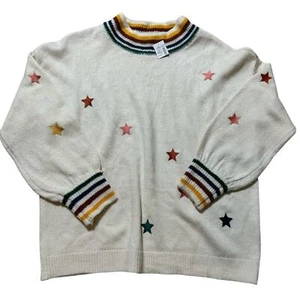 Maurices Star Crew Neck Pullover Sweater Striped Long Sleeve Size Large - Picture 1 of 6