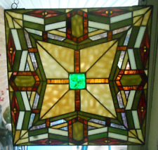 Vintage stained glass window / wall hanging 16" x 16" over 200 pcs of glass
