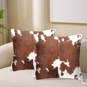 Farm Animal Skin Cowhide Pattern Print 20x20 Inch Velvet Throw Pillow Covers ... - Picture 1 of 8