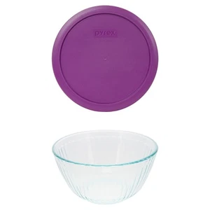 Pyrex 7403 10 Cup Sculpted Glass Mixing Bowl and 7403-PC Thistle Purple Lid - Picture 1 of 2