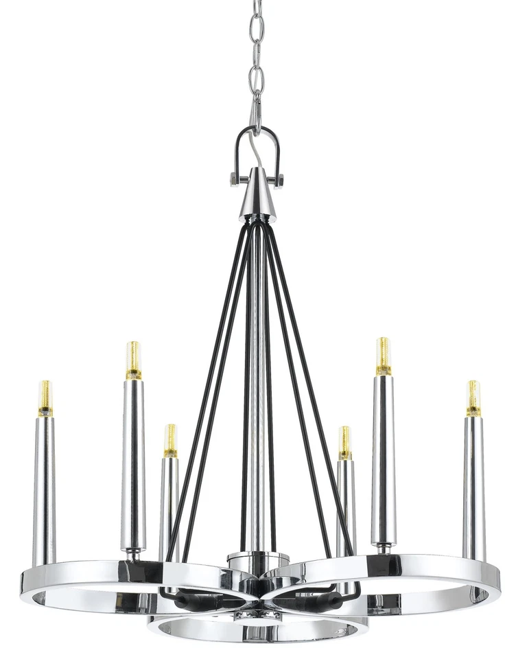 Cal Lighting Rimini 22-inch Chrome Chandelier with 6 G9 LED Bulbs, Chain Suspend - Image 1 of 4