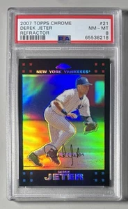 Derek Jeter 2007 Topps Chrome Black Refractor PSA 8 #21 Fielding Variation SP - Picture 1 of 3