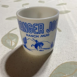 Vintage Ranger Joe Ranch Mug Hazel Atlas Glass Cowboy Cereal Advertising Cup - Picture 1 of 11