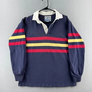 Vintage Lands End Rugby Shirt Mens Large Heavy Cotton Long Sleeve Made in USA - Picture 1 of 14