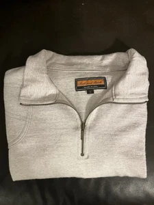 Ball and Buck light gray half zip 100% merino wool sweater L made in USA - Picture 1 of 6