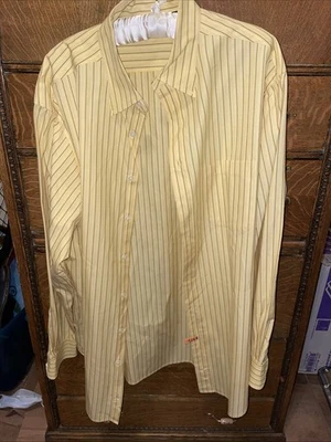 Camisa RoundTree & Yorke Para Hombres XLT Cuello Abotonada Manga Larga Rayas Amarillas Foto 1 de 4