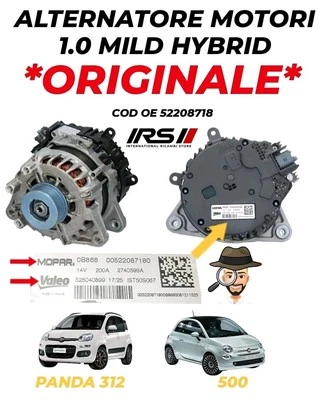 MOPAR 52208718 ALTERNATORE ORIGINALE FIAT PANDA 1.0 MILD HYBRID 500 LANCIA YPSILON