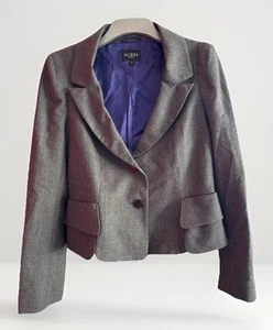 Hobbs Short Grey Suit Jacket Blazer Tailored Size 12 Work Smart Evening Classic  - Picture 1 of 13