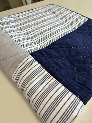 Pottery Barn Kids Patchwork Quilt Navy/Gray Twin Preowned Excellent Condition - Image 1 of 4