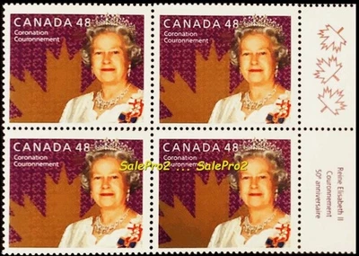 CANADA 2003 CANADIAN QUEEN GOLDEN JUBILEE FV FACE $1.92 MNH PURPLE STAMP BLOCK - Image 1 of 2