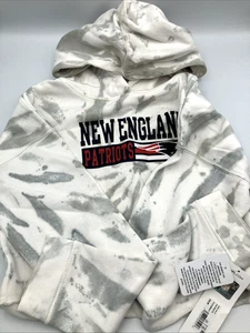 NFL New England Patriots Girls Gray Tie-Dye Crop Hooded Sweatshirt, Medium (7/8) - Picture 1 of 6