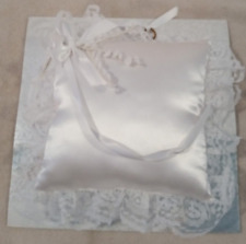Party City square 8" x 8" white satin wedding ring bearer pillow - NEW