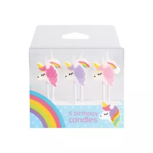 Juego de 6 velas de pastel arco iris unicornio fiesta de cumpleaños pastel cupcakes - Imagen 1 de 12