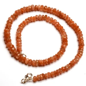 Collar de 16" con gemas de piedra solar natural tamaño de 6 a 7 mm facetadas en forma de rondelle - Imagen 1 de 6