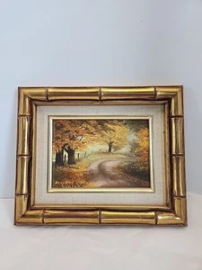 Vintage Oil Painting Country Lane Autumn Landscape Dess Underhill 1986 5" X 7" - Picture 1 of 3