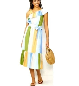 Lauren Conrad gestreiftes Midikleid Gr. XXL Poolside Paradise One Shoulder - Bild 1 von 12