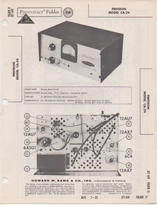 1959 PENTRON CA-24 TUBE AMPLIFIER TWIN PLAY RECORD SERVICE MANUAL PHOTOFACT - Picture 1 of 1