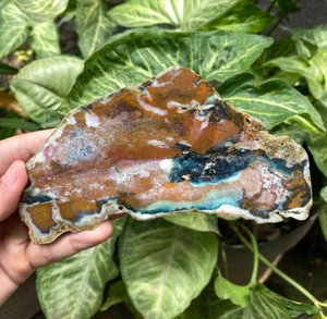 94gr Amazing Blue Chrysocolla Nature Copper Crystal Slab partly Polished - Picture 1 of 11