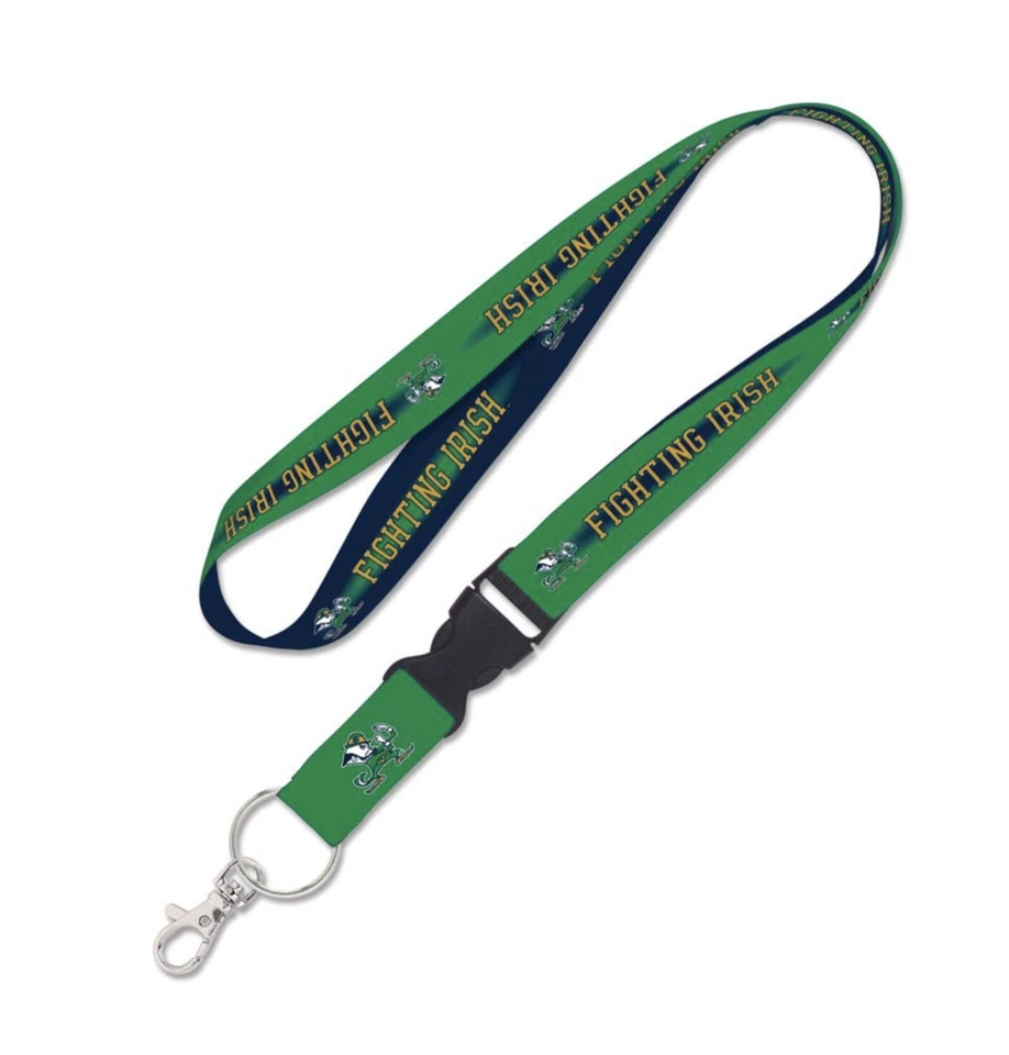 NOTRE DAME IRISH LANYARD KEY CHAIN W/ DETACHABLE BUCKLE 1" WIDTH 22" LENGTH  - Image 1 of 1