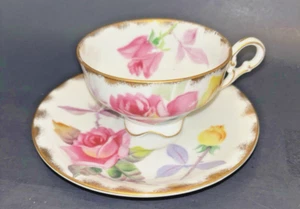 Vintage Lefton China Heritage Rose rosa handbemalt Teetasse & Untertasse #WK 911 CS - Bild 1 von 6