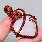 Rose Quartz Fashion Copper Wire Wrapped Handcrafted Jewelry Pendant 2.2" PG 1688
