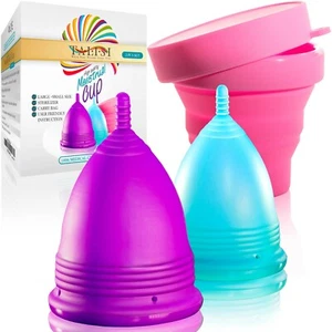 Talisi Menstrual Cup Set Large Small & Silicone Period Copa Sterilizer Feminine - Picture 1 of 9
