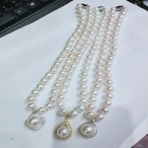Cultured Freshwater Pearl (9.5-10.5mm) Collar 18" Necklace plus pendant 13mm