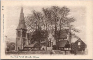 Postal vintage de Londres, Inglaterra Reino Unido de la década de 1910 "Iglesia Parroquial de San Juan ELTHAM" sin usar - Imagen 1 de 2