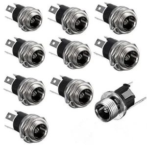12PCS DC Power Supply Jack Socket Female Panel Mount Connector 3-Pin 5.5 x 2.1mm - Picture 1 of 4