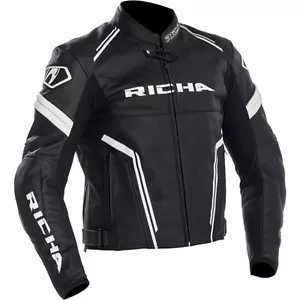 Giacca Moto Sportiva Richa Monza in Pelle - Nero/Bianco - Foto 1 di 3