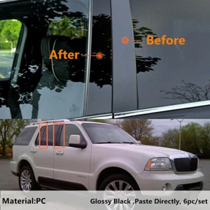 Decal Cover Fit For Lincoln Aviator 2003-2005 Black B Pillar Posts 6pc Door Trim - Imagen 1 de 7
