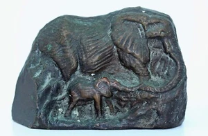 KEITH CALDER VINTAGE BRONZE ELEPHANT with CALF c1989 Eromel Collection untouched - Picture 1 of 11