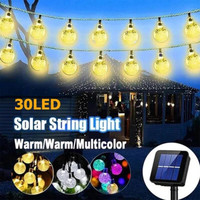 Solar Crystal Ball Fairy Light Chritmas Garland 8 Modes Waterproof Patio Garden - Image 1 of 4