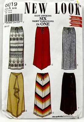 2000s New Look Sewing Pattern 6019 Womens Skirts 6 Styles Sz 6-16 Vintage 11263 - Image 1 of 2