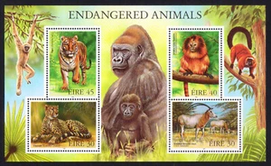 IRLANDA - 1998 ANIMALES EN PELIGRO DE EXTINCIÓN / TIGRE - HOJA DE RECUERDO COMO NUEVA - Imagen 1 de 4