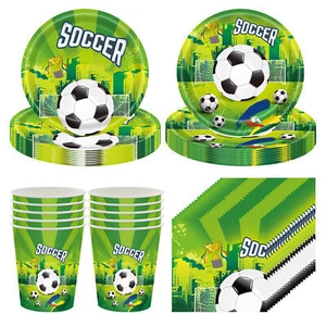 Football Soccer Theme Tableware Plates/Cups/Napkins Football Party Decoration - Picture 1 of 16