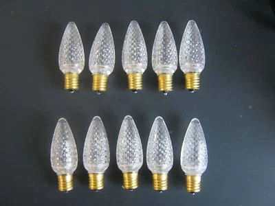 NEW QTY 10 C9 LED faceted clear warm white Christmas replacement bulbs - Image 1 of 2