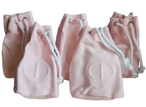 DIOR Beauty Pink Cosmetic Makeup Bag Drawstring Pouch Canvas Gift | Qty 5 Bags