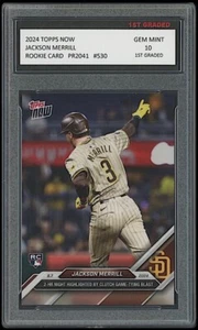 2024 Jackson Merrill Topps Now 1st Graded 10 San Diego Padres Rookie Card #530 - Picture 1 of 1