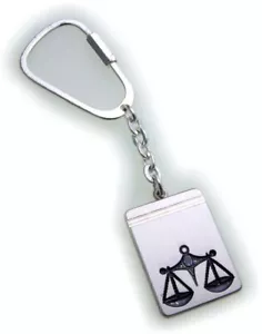 Keychain Zodiac Sign Libra Solid Neusilber - Picture 1 of 2