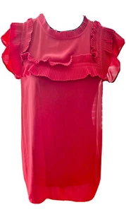 Rose + Olive Sleeveless Dark Orange  Blouse Womens Small Ruffle High Neck - Picture 1 of 10