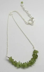 Beaded Necklace Natural Gemstone Peridot Nuggets Beads Bar 17 Inch Long - Picture 1 of 3