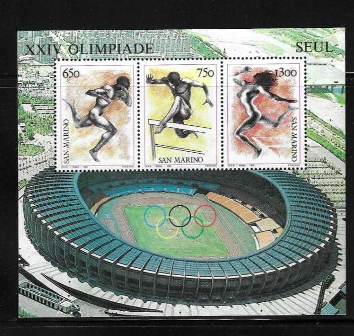San Marino SC# 1161 Summer Olympic Games Seoul 1988 , Souvenir sheet . MNH Foto 1 de 1