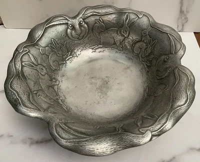 Ensaladera vintage Arthur Court Rabbit Bunnies Bunny 14" Foto 1 de 4