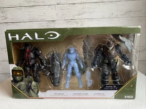Halo Infinite 3-Pack Action Figures Tovaras Master Chief Hyperius 10 Pieces NEW - Foto 1 di 5