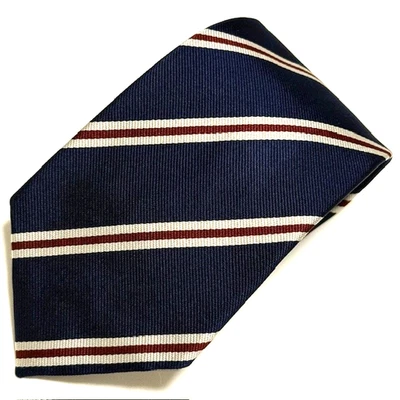 Corbata Ben Silver Repp Preppy Academia Clásica Ivy League Colegial Inglés Seda Foto 1 de 4