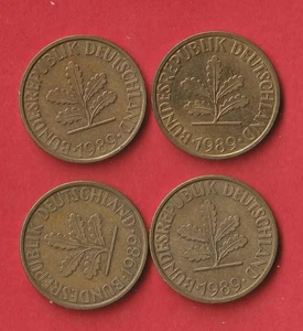 BRD, 4 mal 10 Pfennig Münze, 1989, Prägestätten D, F, G & J, zirkulierte Münzen - Bild 1 von 2
