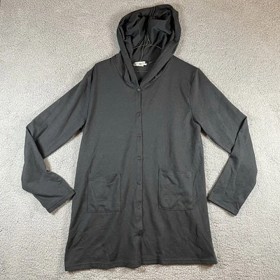 Sudadera con capucha Z Avenue USA para mujer talla pequeña gris manga larga botones Foto 1 de 4