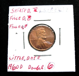 1960-D Lincoln 1C cent, BU double D sm date, Liberty several errors - Picture 1 of 4